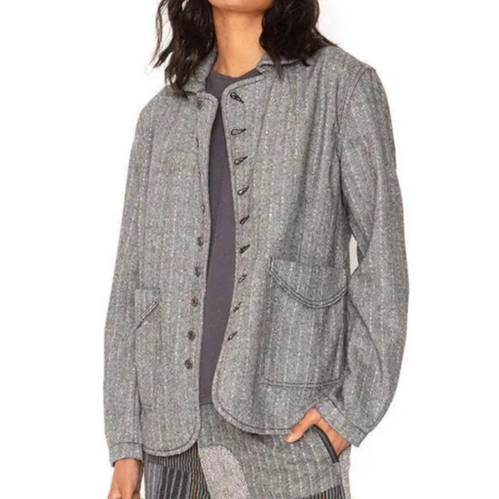 FREE PEOPLE Sandrine Rose Gray Empire Wool Blend Button Front
Jacket NWT - Picture 1 of 14